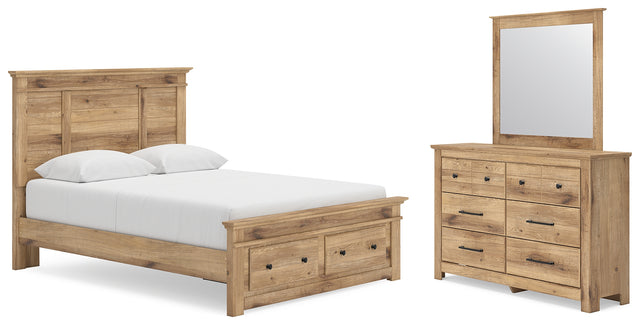 Makidern Tan Queen Panel Storage Bed, Dresser and Mirror (Online Special Price) - Ornate Home