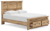 Makidern Tan Queen Panel Storage Bed, Dresser and Mirror (Online Special Price) - Ornate Home