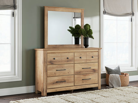 Makidern Tan Twin Panel Bed, Dresser and Mirror - Ornate Home