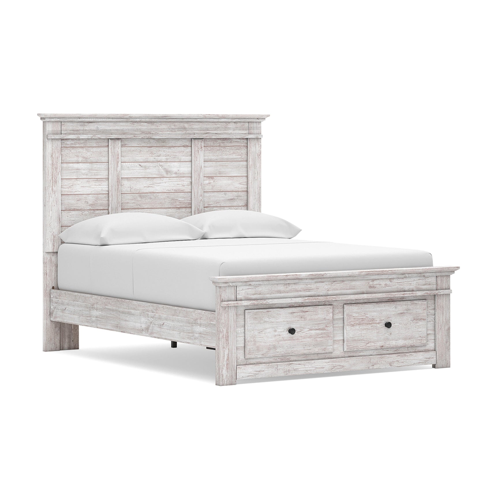 Makidern Whitewash Full Panel Storage Bed, Dresser and Mirror - Ornate Home