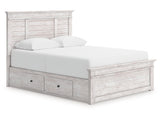 Makidern Whitewash Queen Panel 2 Storage Bed - Ornate Home