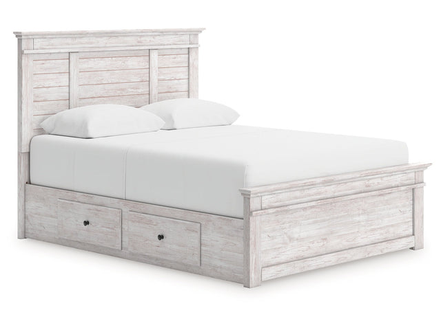 Makidern Whitewash Queen Panel 2 Storage Bed - Ornate Home
