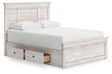 Makidern Whitewash Queen Panel 2 Storage Bed - Ornate Home