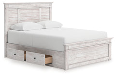 Makidern Whitewash Queen Panel 2 Storage Bed - Ornate Home