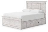 Makidern Whitewash Queen Panel 4 Storage Bed (Online Special Price) - Ornate Home