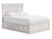 Makidern Whitewash Queen Panel 4 Storage Bed - Ornate Home