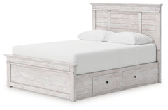 Makidern Whitewash Queen Panel 4 Storage Bed - Ornate Home
