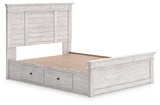 Makidern Whitewash Queen Panel 4 Storage Bed - Ornate Home