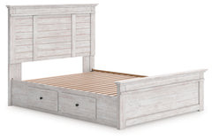 Makidern Whitewash Queen Panel 4 Storage Bed - Ornate Home