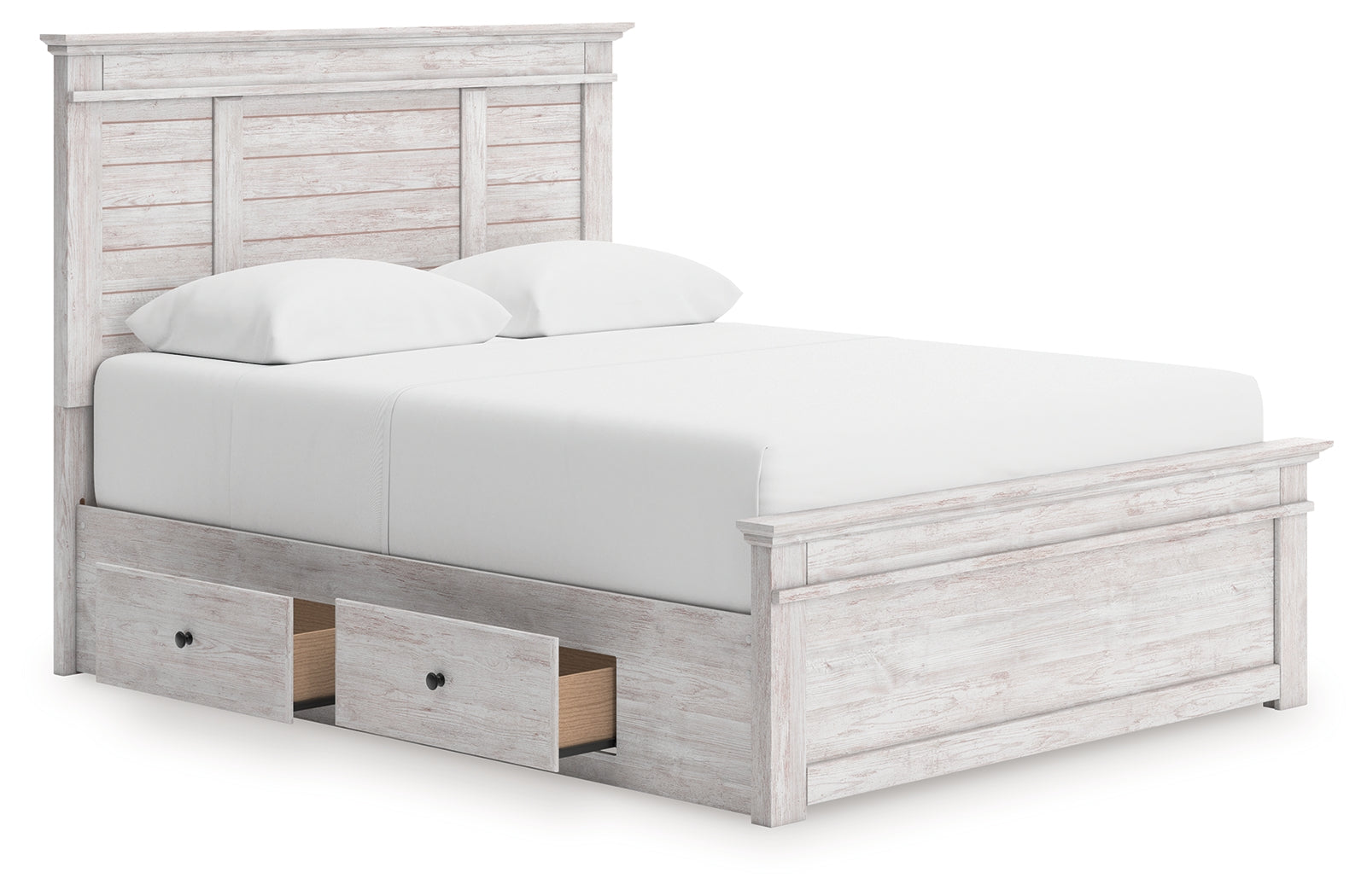 Makidern Whitewash Queen Panel 4 Storage Bed - Ornate Home