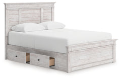 Makidern Whitewash Queen Panel 4 Storage Bed - Ornate Home