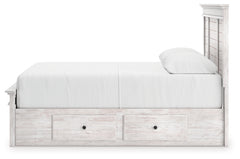 Makidern Whitewash Queen Panel 4 Storage Bed - Ornate Home