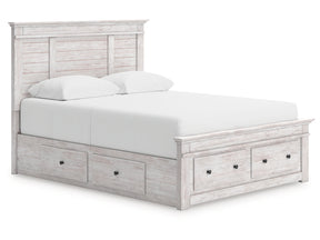 Makidern Whitewash Queen Panel 4 Storage Bed w/2 Footboard (Online Special Price) - Ornate Home