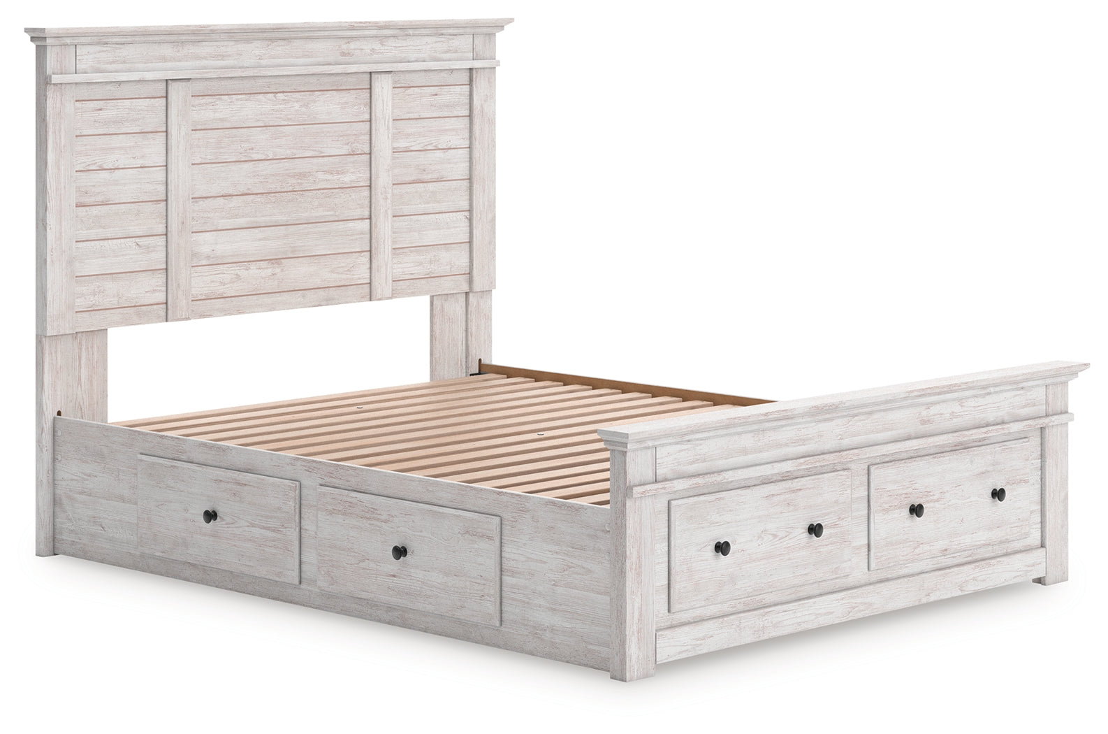 Makidern Whitewash Queen Panel 4 Storage Bed w/2 Footboard (Online Special Price) - Ornate Home