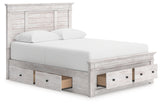 Makidern Whitewash Queen Panel 4 Storage Bed w/2 Footboard (Online Special Price) - Ornate Home