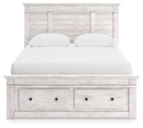 Makidern Whitewash Queen Panel 4 Storage Bed w/2 Footboard (Online Special Price) - Ornate Home