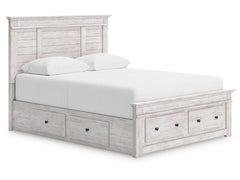 Makidern Whitewash Queen Panel 4 Storage Bed w/2 Footboard - Ornate Home