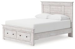 Makidern Whitewash Queen Panel 4 Storage Bed w/2 Footboard - Ornate Home