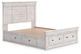 Makidern Whitewash Queen Panel 4 Storage Bed w/2 Footboard - Ornate Home