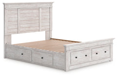 Makidern Whitewash Queen Panel 4 Storage Bed w/2 Footboard - Ornate Home
