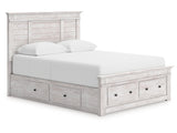 Makidern Whitewash Queen Panel 6 Storage Bed (Online Special Price) - Ornate Home