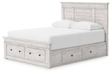 Makidern Whitewash Queen Panel 6 Storage Bed (Online Special Price) - Ornate Home