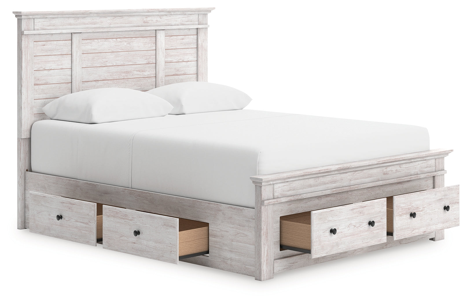 Makidern Whitewash Queen Panel 6 Storage Bed (Online Special Price) - Ornate Home
