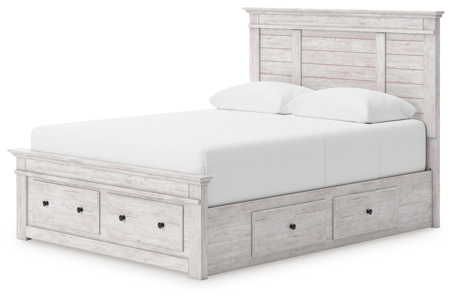 Makidern Whitewash Queen Panel 6 Storage Bed - Ornate Home