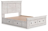 Makidern Whitewash Queen Panel 6 Storage Bed - Ornate Home