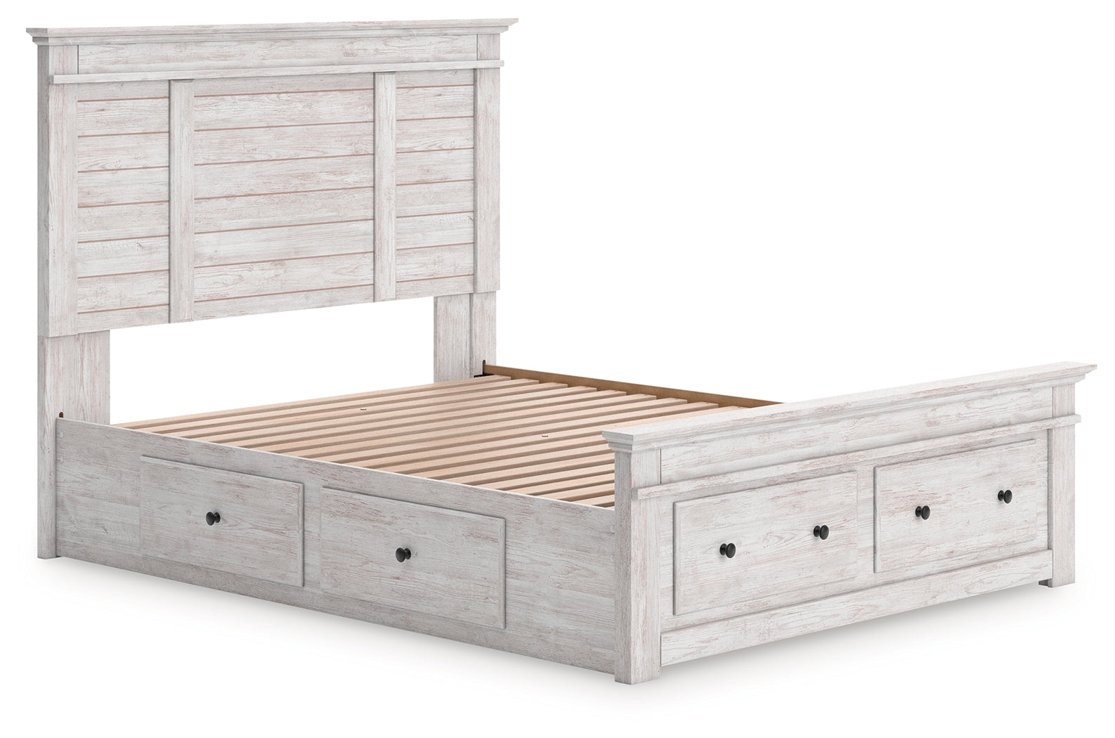 Makidern Whitewash Queen Panel 6 Storage Bed - Ornate Home