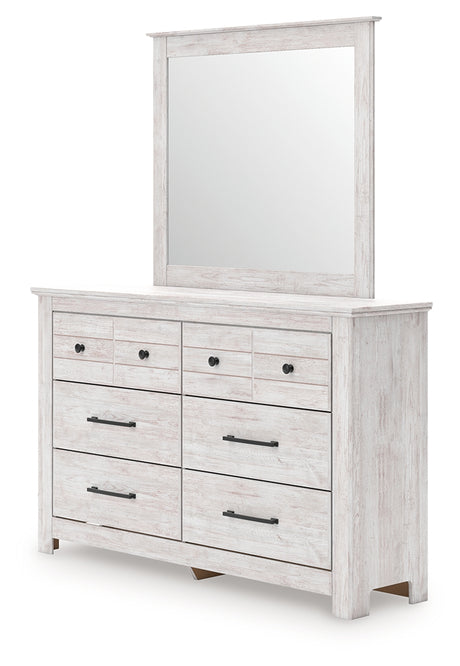 Makidern Whitewash Queen Panel Bed, Dresser and Mirror - Ornate Home