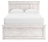 Makidern Whitewash Queen Panel Bed, Dresser and Mirror - Ornate Home