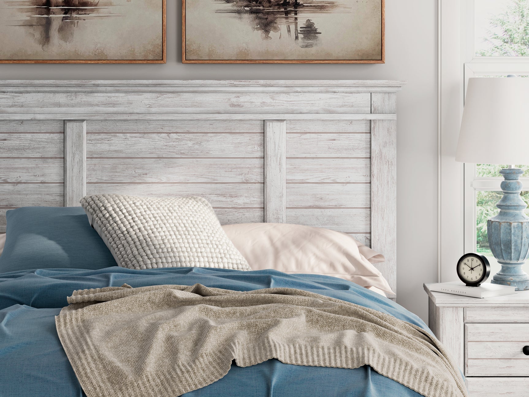 Makidern Whitewash Queen Panel Bed (Online Special Price) - Ornate Home