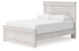Makidern Whitewash Queen Panel Bed with Storage, Dresser and Mirror - Ornate Home