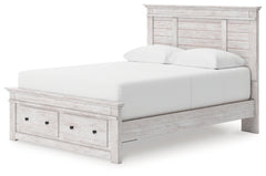 Makidern Whitewash Queen Panel Footboard Storage Bed - Ornate Home