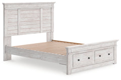 Makidern Whitewash Queen Panel Footboard Storage Bed - Ornate Home