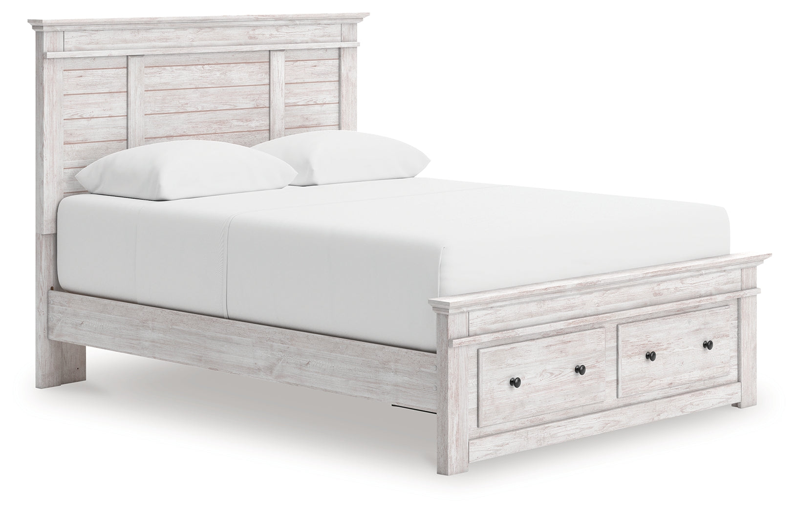 Makidern Whitewash Queen Panel Storage Bed, Dresser and Mirror (Online Special Price) - Ornate Home
