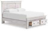 Makidern Whitewash Queen Panel Storage Bed, Dresser and Mirror (Online Special Price) - Ornate Home