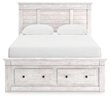 Makidern Whitewash Queen Panel Storage Bed, Dresser and Mirror - Ornate Home