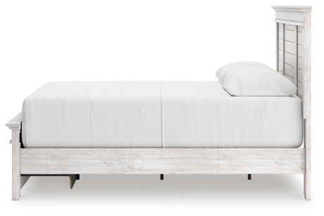 Makidern Whitewash Queen Panel Storage Bed, Dresser and Mirror - Ornate Home