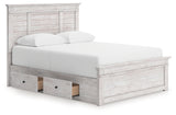 Makidern Whitewash Queen Panel Storage Bed - Ornate Home