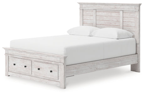 Makidern Whitewash Queen Panel Storage Bed - Ornate Home