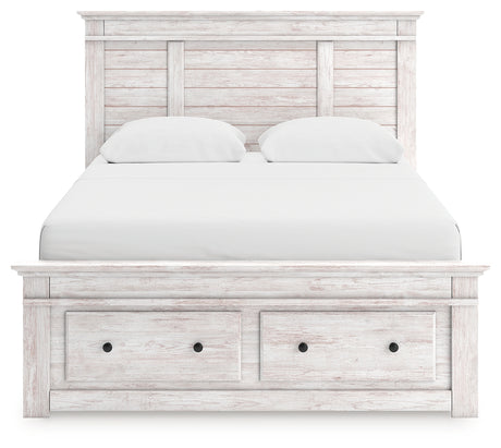 Makidern Whitewash Queen Panel Storage Bed - Ornate Home