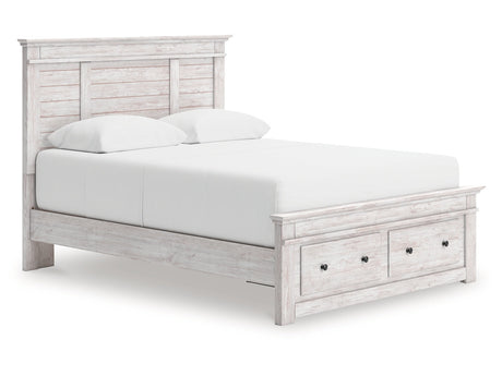 Makidern Whitewash Queen Panel Storage Bed - Ornate Home