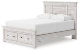Makidern Whitewash Queen Panel Storage Bed - Ornate Home