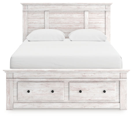 Makidern Whitewash Queen Panel Storage Bed - Ornate Home