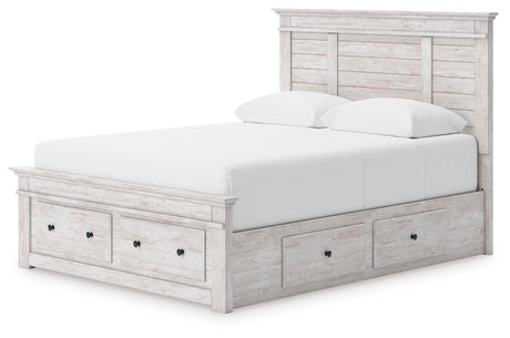 Makidern Whitewash Queen Panel Storage Bed - Ornate Home