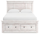 Makidern Whitewash Queen Panel Storage Bed - Ornate Home