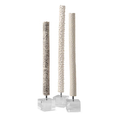 Makira Black/White Cylindrical Sculptures (Set of 3) - Ornate Home