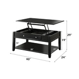 Malachi Black Coffee Table w/ Lift Top - Ornate Home